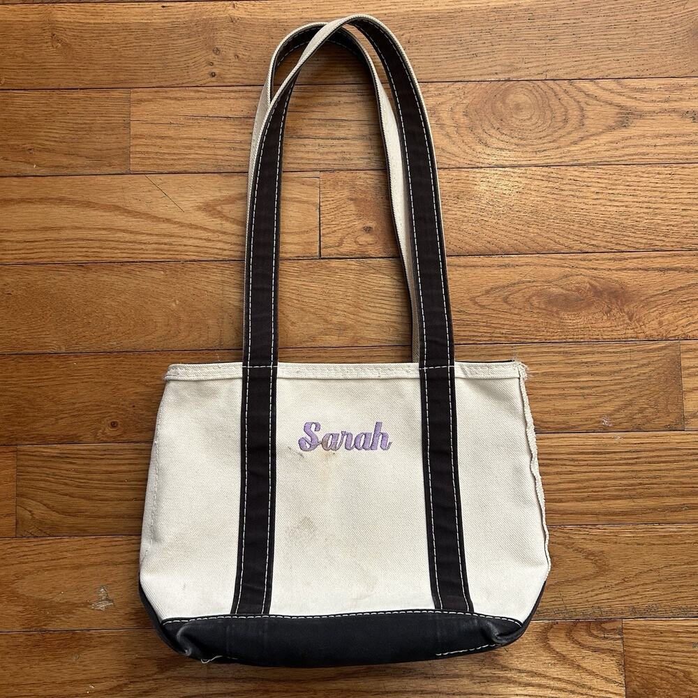 Vintage Ll Bean Boat And Tote Sarah Black Canvas Small Bag